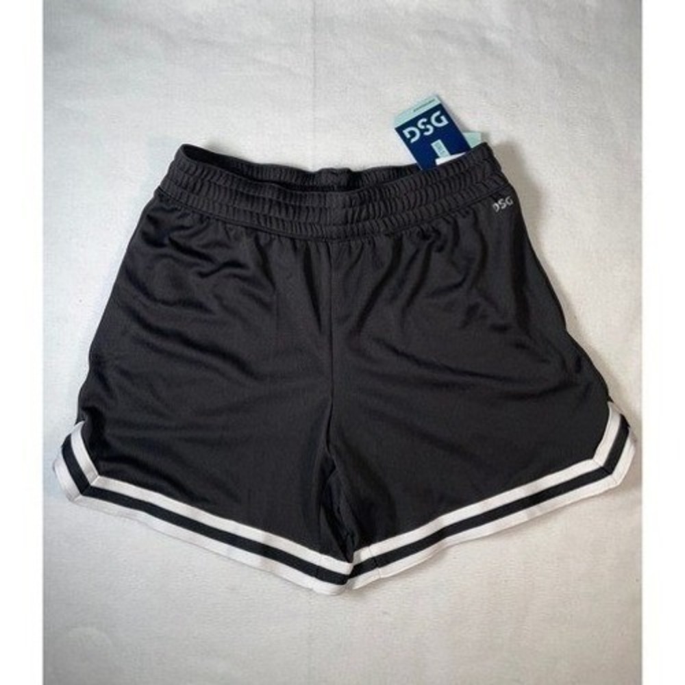 DSG Girls Mid Rise Basketball Shorts Black White Striped XL 16 NWT